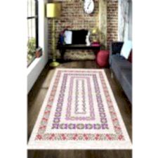 Çiçek Motif Eskitme Desenli Dijital Baskılı Halı