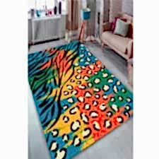 Zebra Ve Leopar Detaylı Renkler Dijital Baskılı Halı