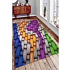 Geometrik Birleşme Ve Modern Renkler Dijital Baskılı Halı