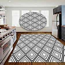 Geometrik Kare Desenli Dijital Baskılı Halı