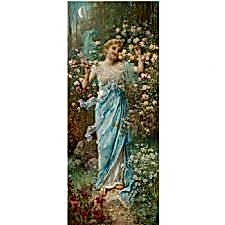 Hans Zatzka - Moon and Girl Tablosu