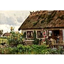 Peder Mork Monsted - Dörabning Bölgesindeki Yün Ören Kız Tablosu