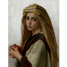 William Adolphe Bouguereau - Girl With Pomegranate Tablosu