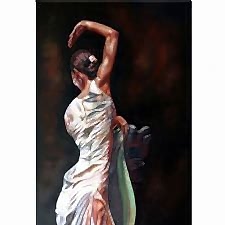 Flamenco Beyaz Kıyafetli Kadın Tablosu