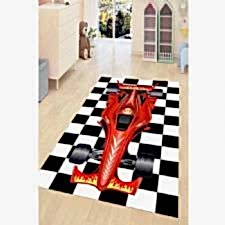 Formula Bir Araba Desenli Dijital Baskılı Halı