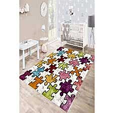 Renkli Puzzle Desenli Dijital Baskılı Halı