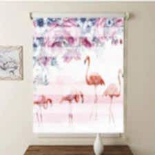 Flamingo Baskılı Zebra Perde