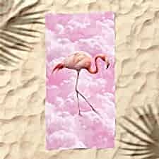 Pembe Bulutlar Flamingo Dijital Baskılı Plaj Havlusu